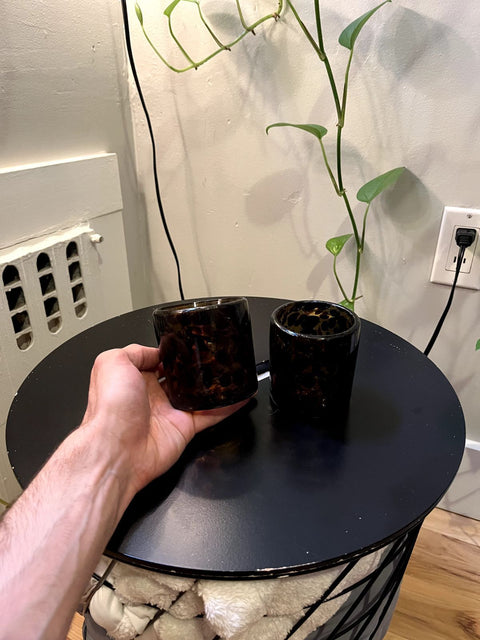 Thick Brown Tortoiseshell Spotted Drinking Glasses