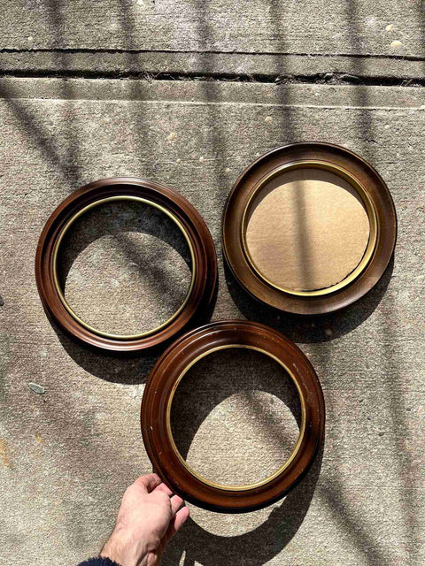 Three Vintage Round Picture Frames, 11" Wide