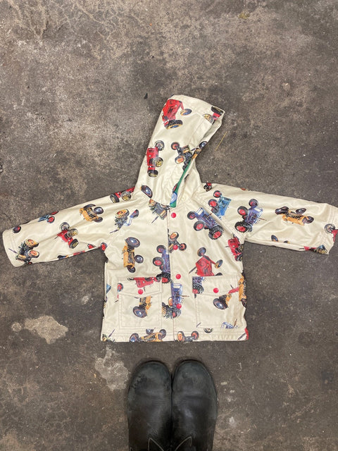 Tractor Print Rain Jacket, Size 1-2 Years Old