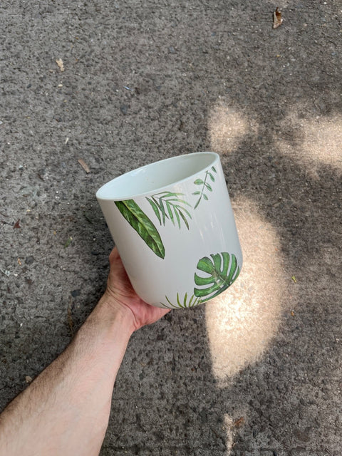 Tropical Leaf Ceramic Planter, 6" Wide