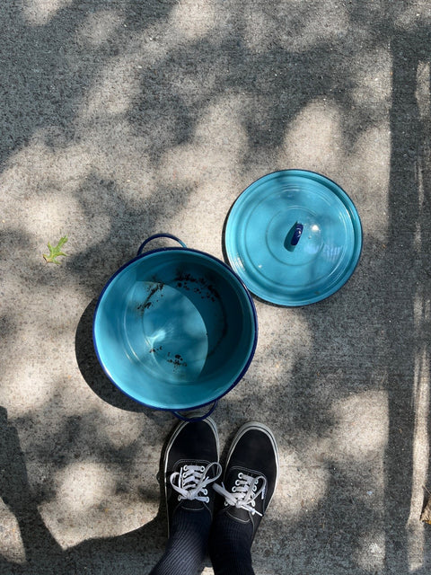 Turquoise Enamel Stock Pot With Lid