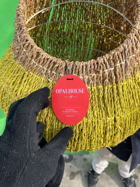 Like New OpalHouse Sea Grass Two-Tone Woven Storage Basket
