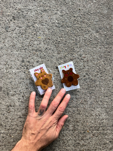 Two Adorable Clay Bear Pins