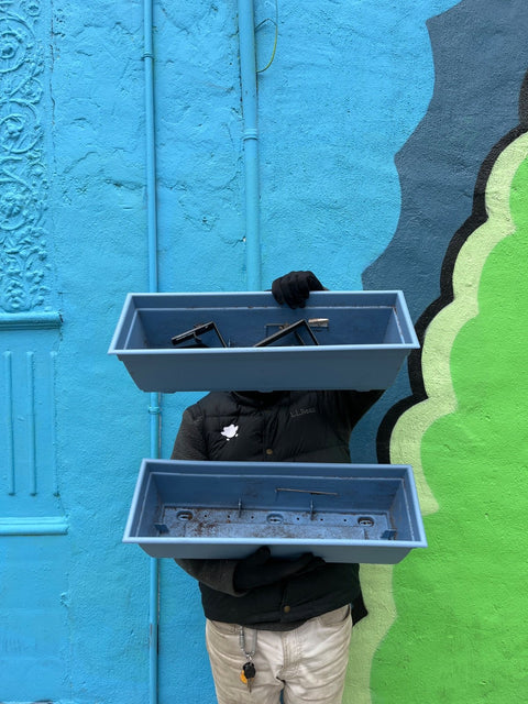 Two Blue Planter Boxes, 24x8"