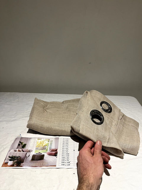 Two Brand New Beige Window Curtains, 52x90" Each