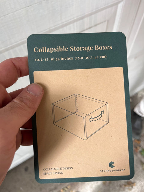Two Collapsible Fabric Storage Boxes, 10x12x16.5"