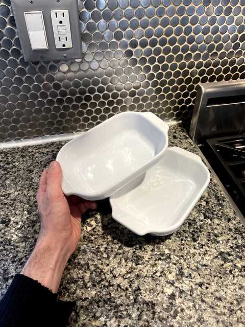 Two Emily Henry White Baking Dishes