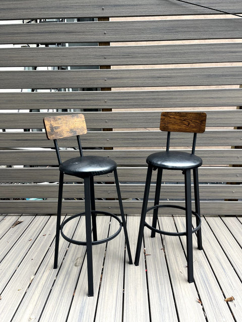 Two Industrial Farmhouse Style Barstools, H29"