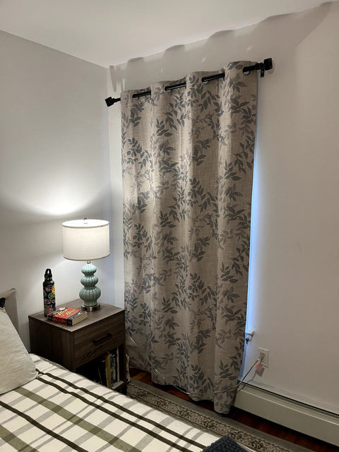 Two Leaf Patterned Curtains, 90x50" Each