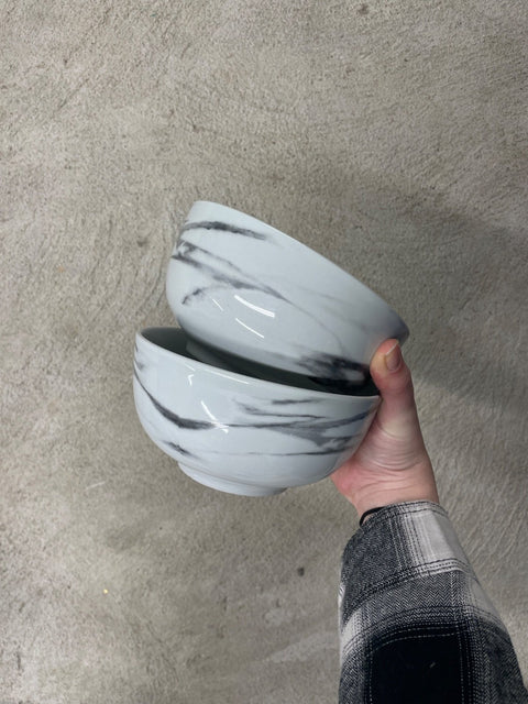 Two Marble Patterned Ceramic Bowls