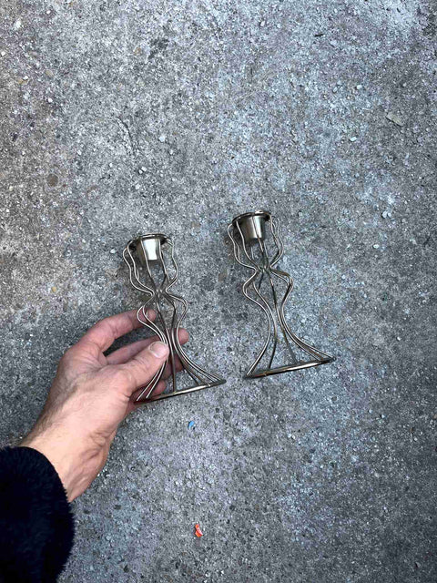 Two Minimalist Looking Tapper Candle Holders
