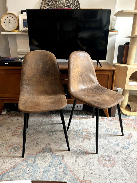 Two More Brown Faux Leather Dining Chairs