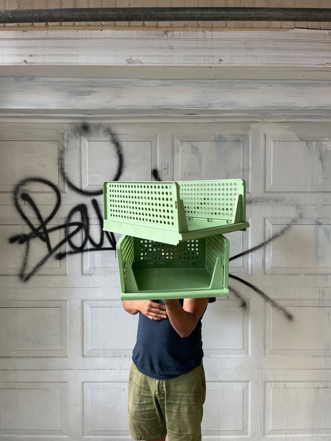 Two More Cool Green Stacking Storage Collapsible Crates