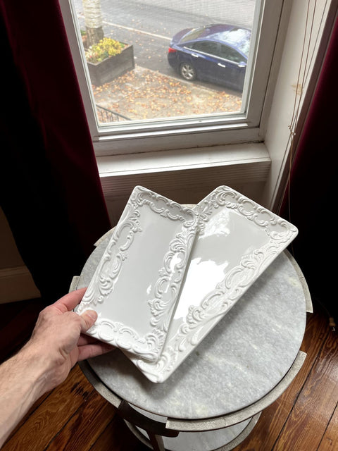 Two Ornate Serving Platters, 11" & 15"