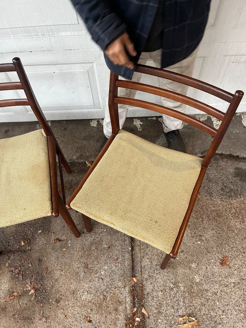 Two Pretty Vintage Dining Chairs That Need Reupholstery