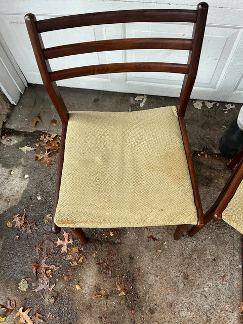 Two Pretty Vintage Dining Chairs That Need Reupholstery