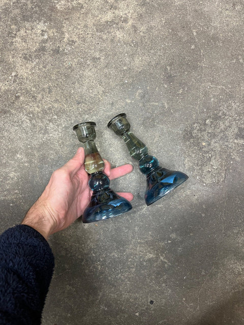 Two Sexy Glass Candlestick Holders