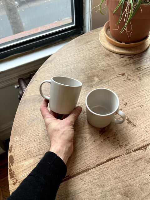 Two Simple White Coffee Mugs