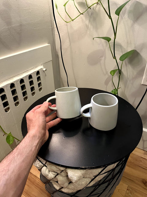 Two White Coffee Mugs
