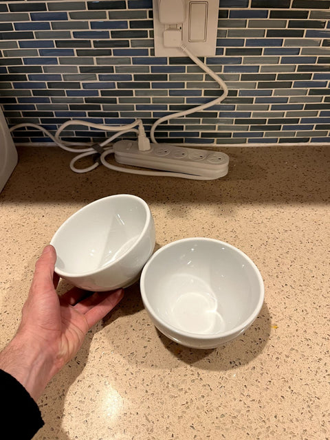 Two White Pottery Barn Ceramic Kitchen Bowls
