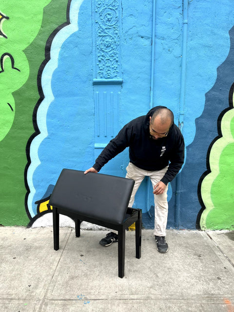 Upholstered Piano Bench Black