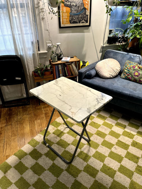 Used Fake Marble Folding Snack Table, W20xL29xH28"