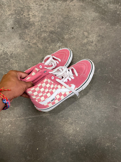 Vans Pink Checkerboard Sneakers, 7.5 US M 40 EU