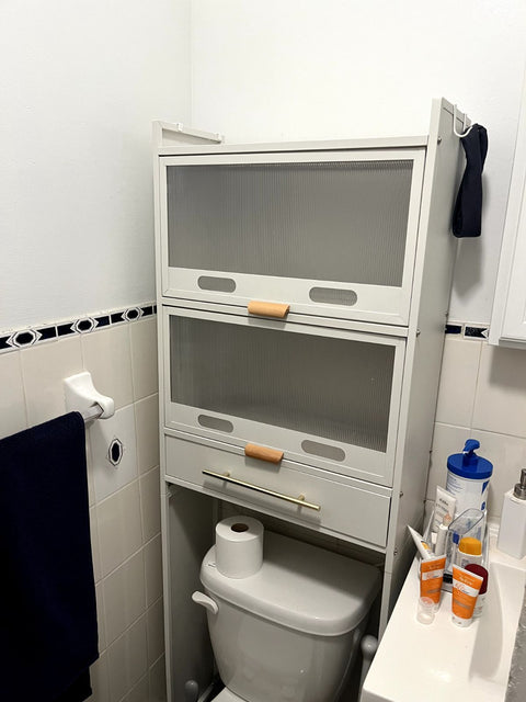 Very Convenient Over Toilet Storage Cabinet, W24xD10xH69"