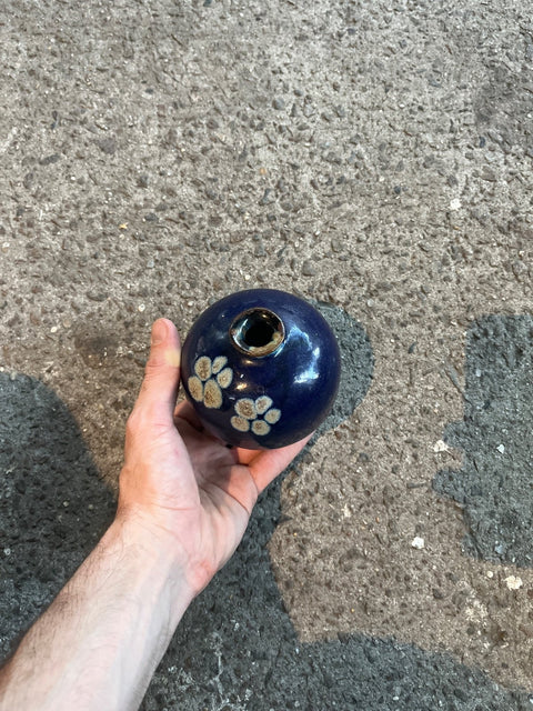 Very Cute Blue Floral Ceramic Vase