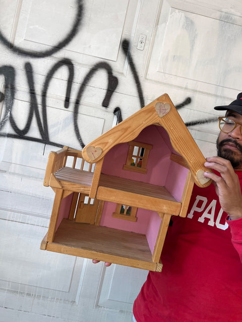 Very Cute Pink Wooden Dollhouse