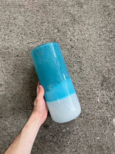 Very Large Blue Ombre Glass Vase