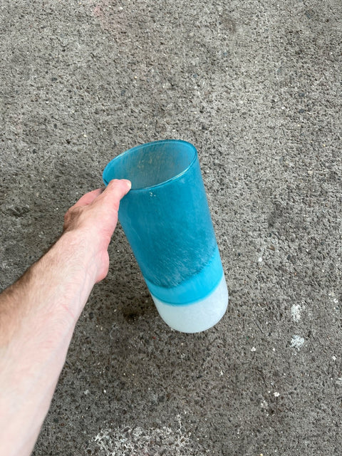Very Large Blue Ombre Glass Vase