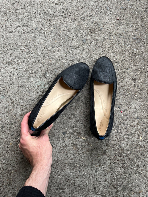 Very Pretty Chatelles Black Ponyhair Loafers, Size EU 38