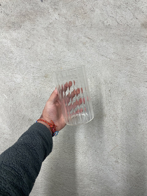 Very Pretty Ribbed Glass Vase