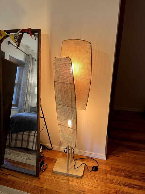 Vidalite Amud Floor Lamp With Bamboo Wicker Panels, 55" Tall