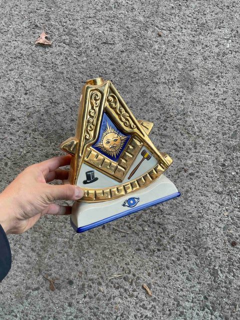 Vintage 1950s Porcelain Masonic Liquor Decanter