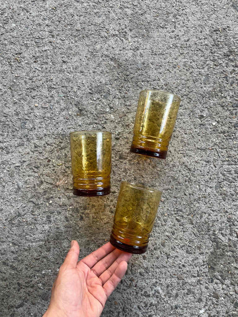 Vintage Amber Glass Tumblers