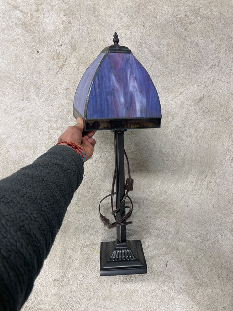 Vintage Blue Stained Glass Lamp