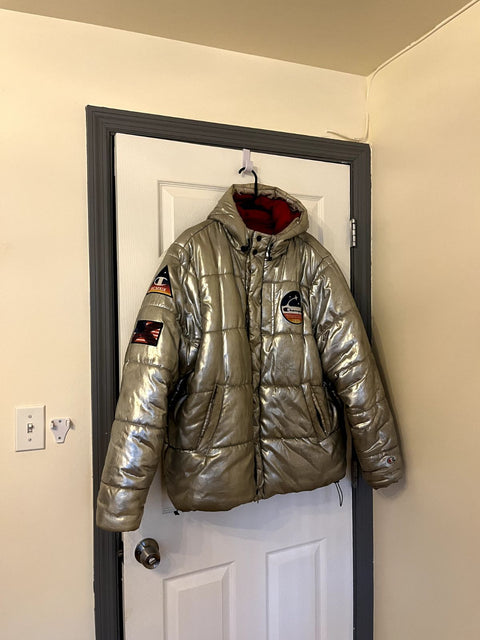 Vintage Champion x NASA Metallic Puffer Jacket, Size Men XL