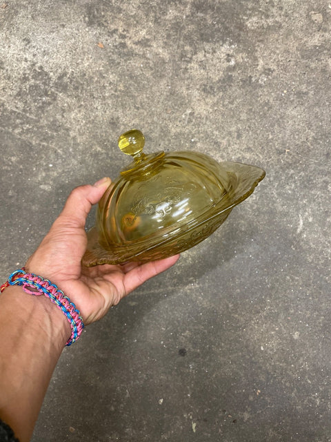Vintage Decorative Yellow Butter Dish