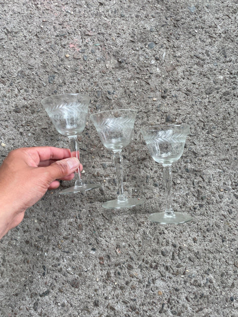 Vintage Etched Martini Coupes