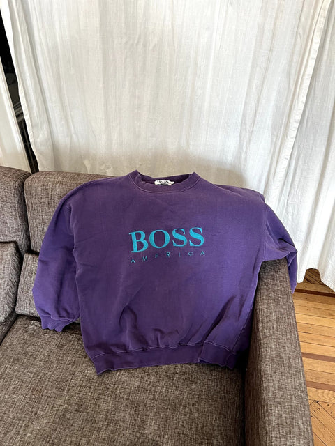 Vintage Hugo Boss America Purple Sweatshirt, Size L