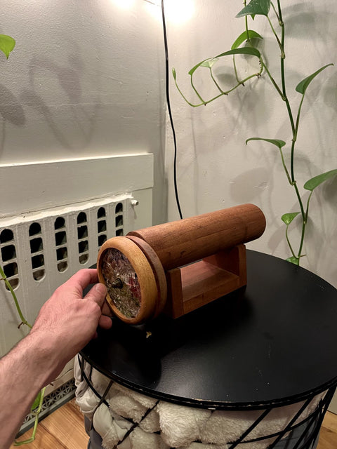 Vintage Wooden Double Wheel Kaleidoscope & Stand