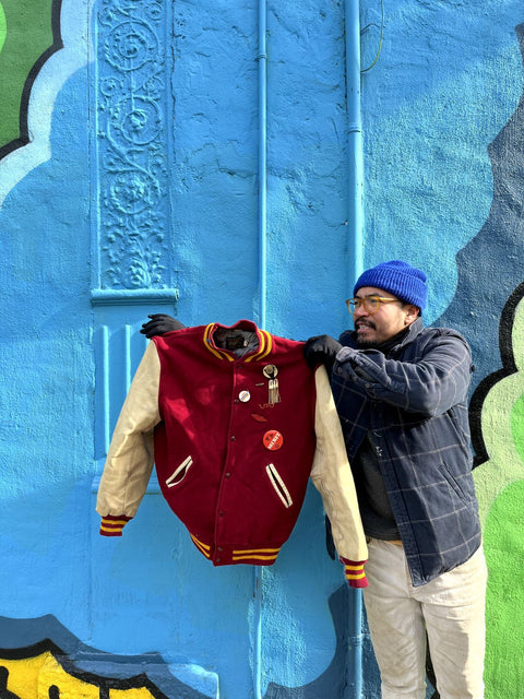 Vintage Wool And Leather Varsity Letterman Jacket, Size 44