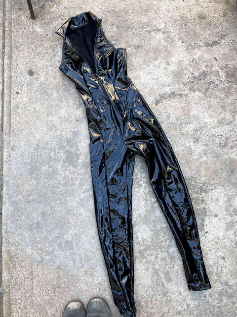 Vinyl Black Jumpsuit, Sz S