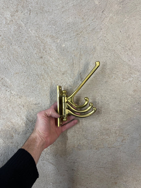 Wall Mounted Brass Folding Coat Rack