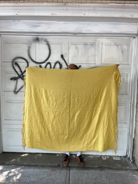 West Elm Golden Fringe Throw Blanket, 50x60"