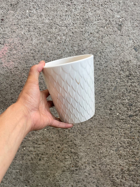 White Ceramic Scales Planter