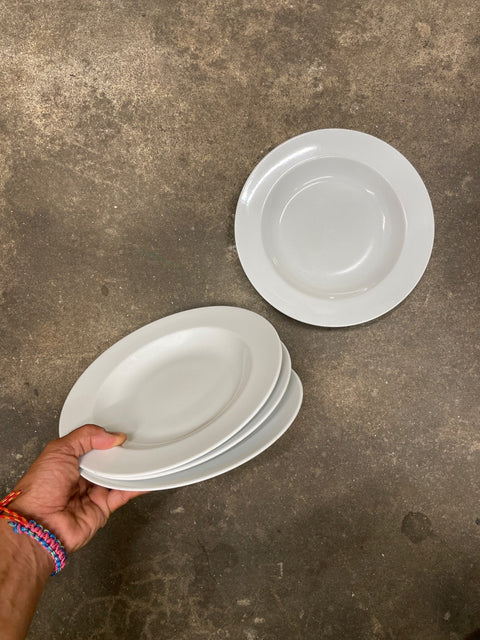 White Ceramic Shallow Bowls