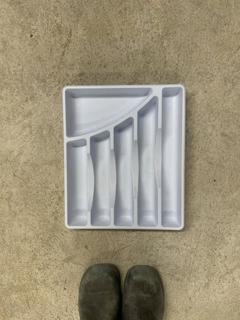 White Cutlery Drawer Organizer, 12x14”